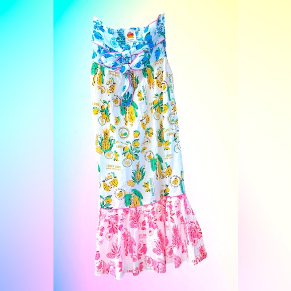 🆕NWT #265 Farm Rio Tiered Cutout Cover Up Midi Dress Women Cotton Tropical, Sm. - Picture 7 of 15